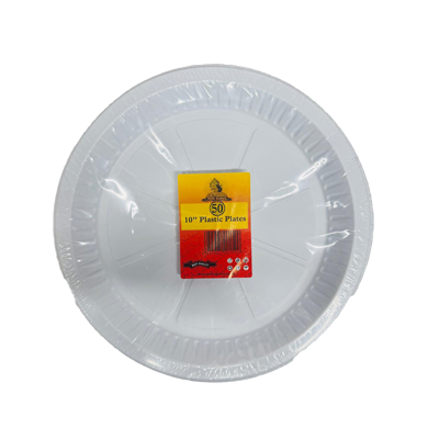 MR KING PLASTIC 10" WHITE PLATE (50 PACK)