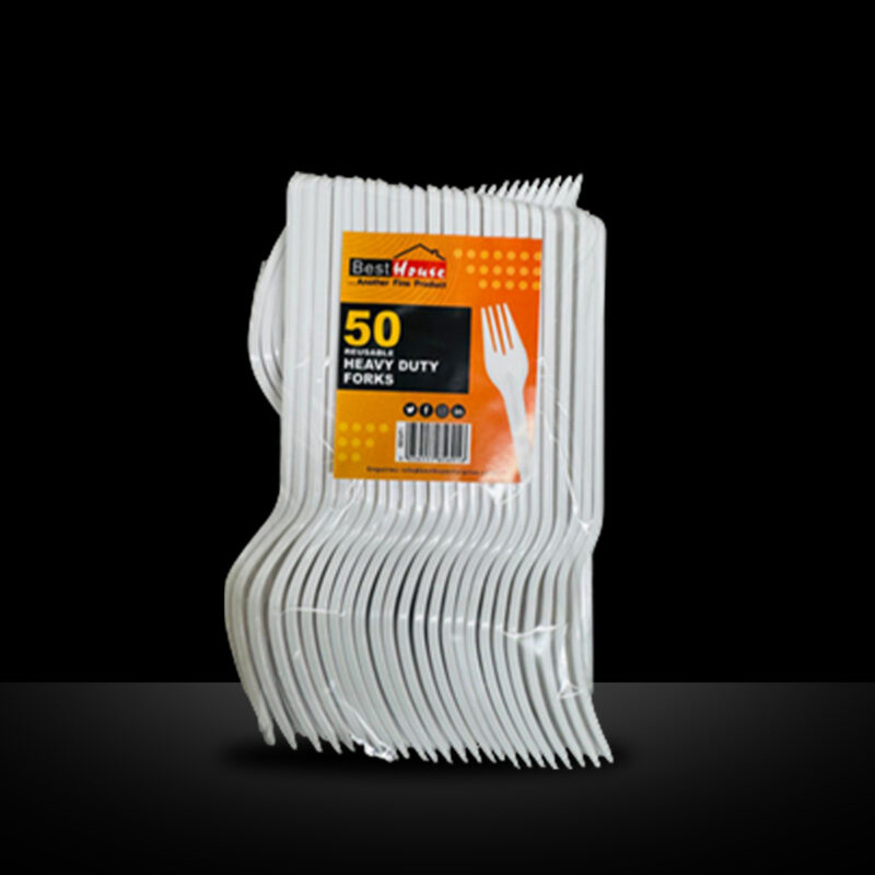 MR KING PLASTIC WHITE FORK (50 PACK)