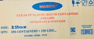 MR KING 12oz PLASTIC CONTAINER WITH LIDS (250 PACK)