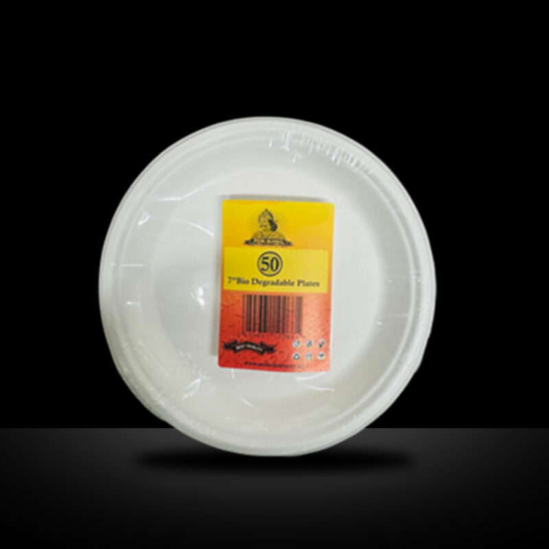 MR KING 7" BIO DEGRADABLE PLAIN PLATE (50PACK)