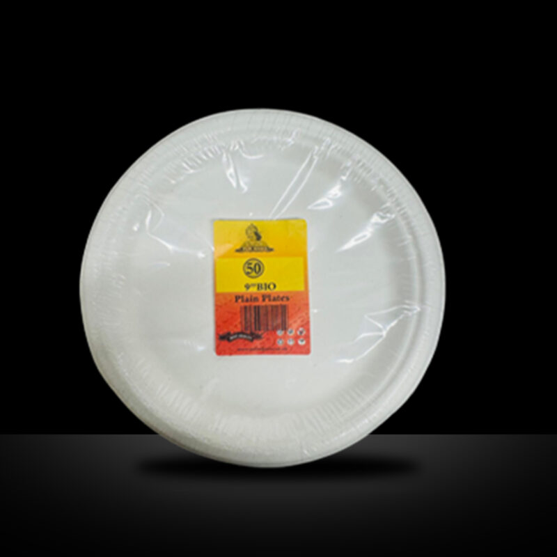 MR KING 9" BIO DEGRADABLE PLAIN PLATE (50 PACK)