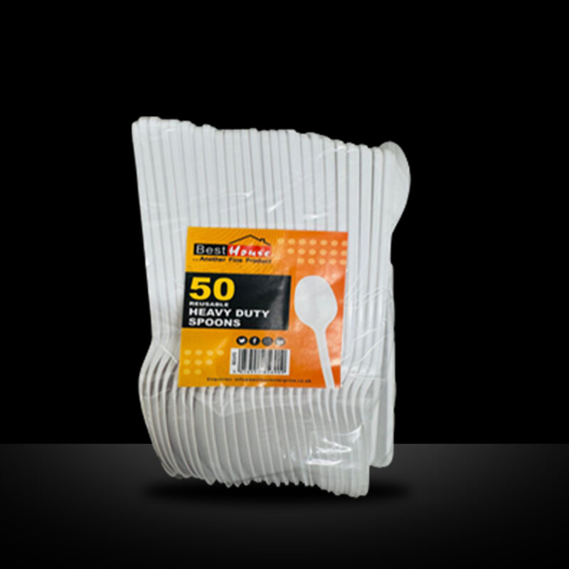 MR KING PLASTIC WHITE SPOON (50 PACK)