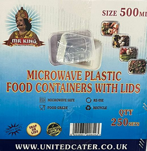 MR KING 500 ML REG PLASTCI CONTAINER WITH LIDS (250 PACK)