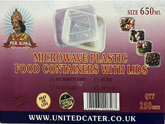 MR KING 650 ML REG PLASTIC CONTAINER WITH LIDS (250 PACK)