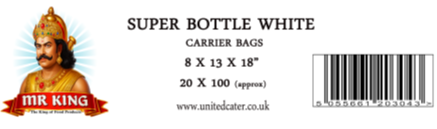 MR KING BOTTLE WHITE PLASTIC CARRIER BAGS (100 PACK)